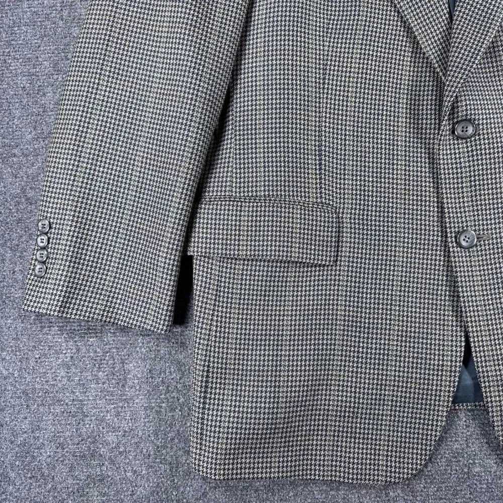 Jos. A. Bank Blazer Mens 44R 44 Regular Brown Houndstooth Wool Sport Coat Jacket